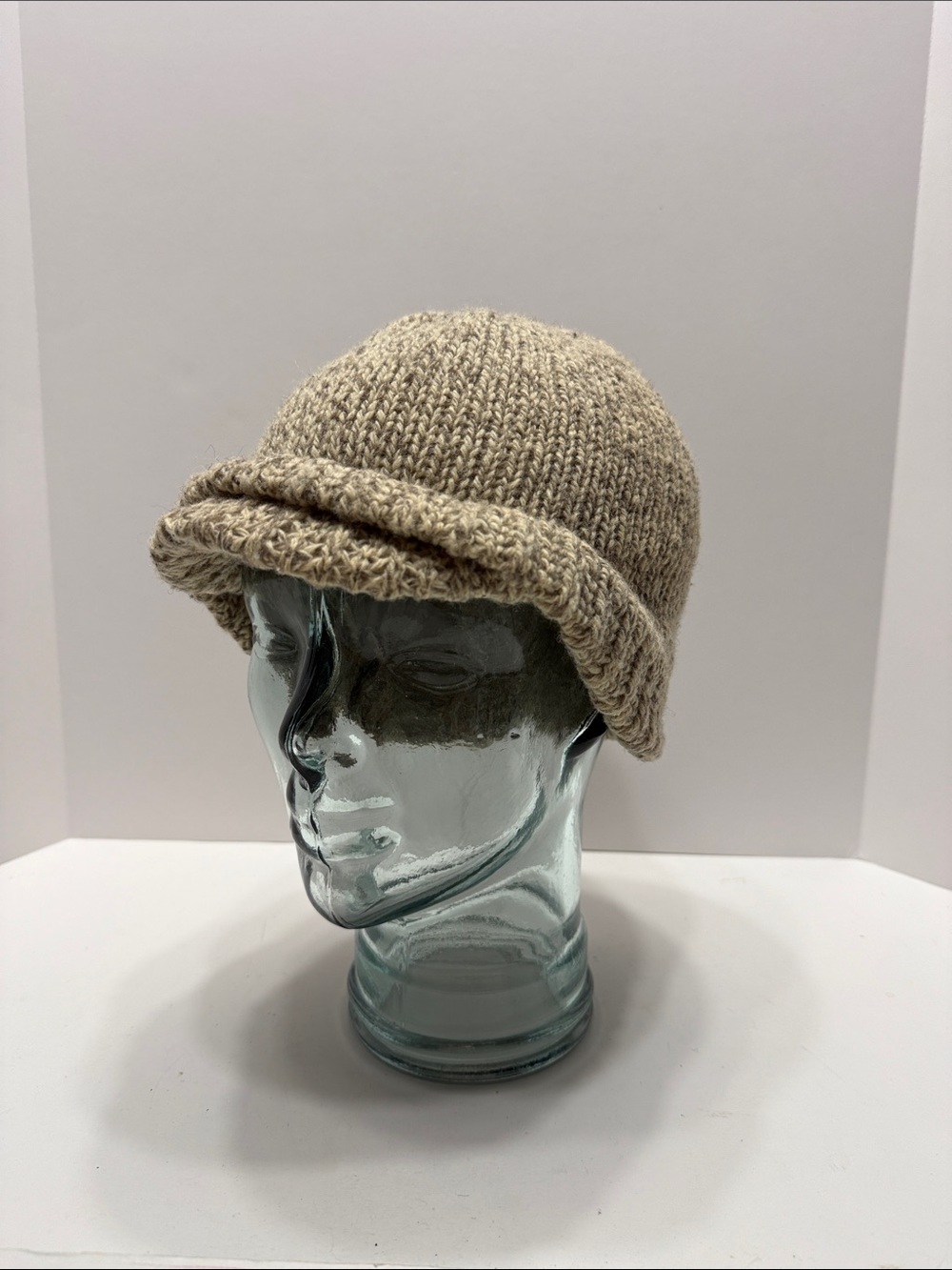 Wigwam Rolled Brim Knit Visor Hat in Tan made in USA